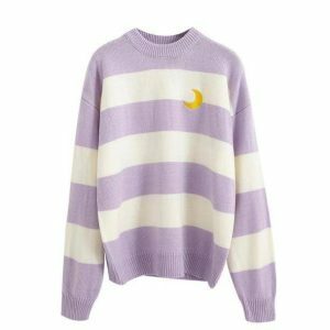 Y2K Aesthetic Moon Sweater: Cozy Grunge Style for Effortless Outfits