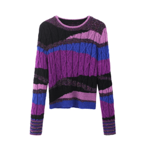 Y2K Aesthetic Round Neck Purple Flow Sweater for Trendy Summer Outfits