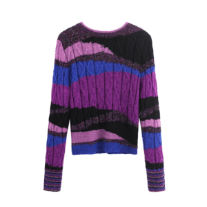 Y2K Aesthetic Round Neck Purple Flow Sweater for Trendy Summer Outfits