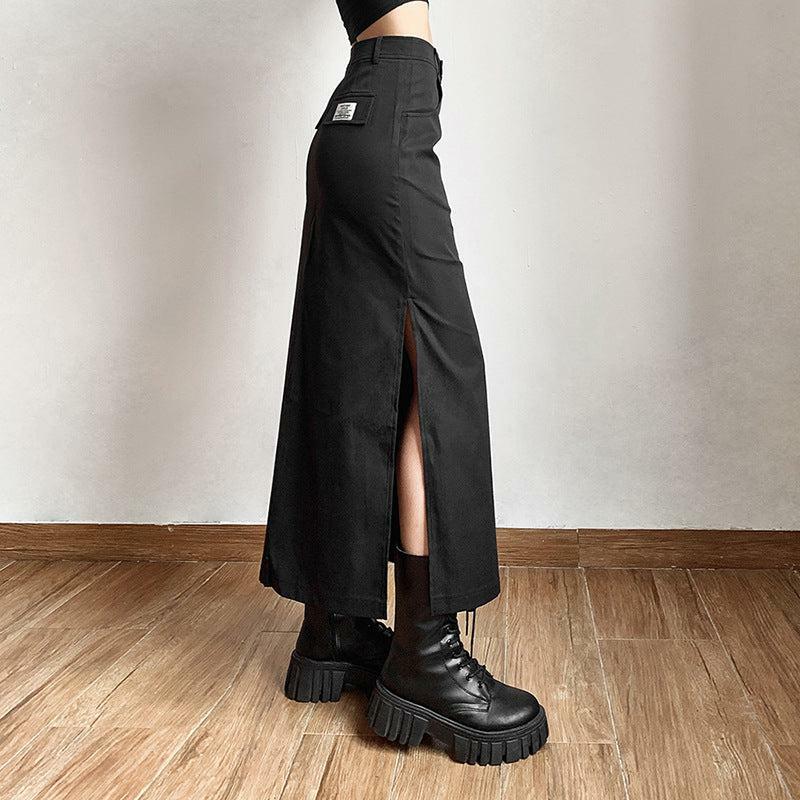 Y2K Aesthetic Side Slit Maxi Skirt for Grunge and Summer Outfits