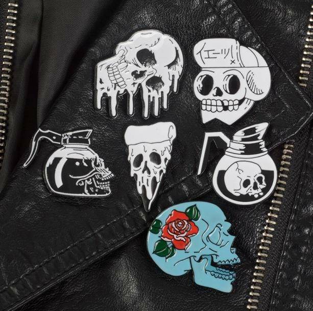 Y2K Aesthetic Skull and Bones Pins for Grunge and 90s Fashion Lovers