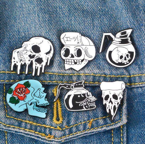 Y2K Aesthetic Skull and Bones Pins for Grunge and 90s Fashion Lovers