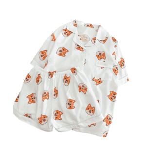 Y2K Aesthetic Sleeping Fox Pajama Set for Cozy Summer Nights