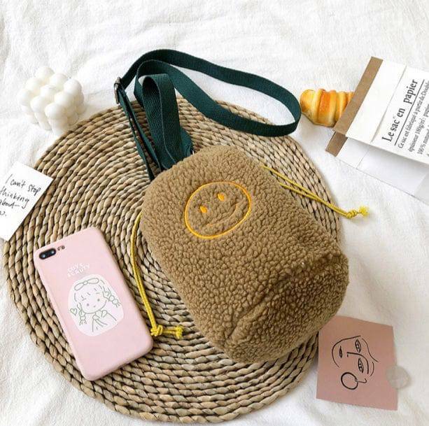 Y2K Aesthetic Smiley Face Soft Bag for Trendy Summer Outfits