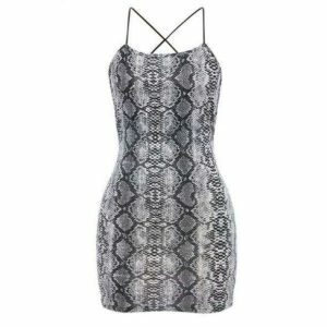 Y2K Aesthetic Snake Skin Mini Dress for Trendy Summer Outfits