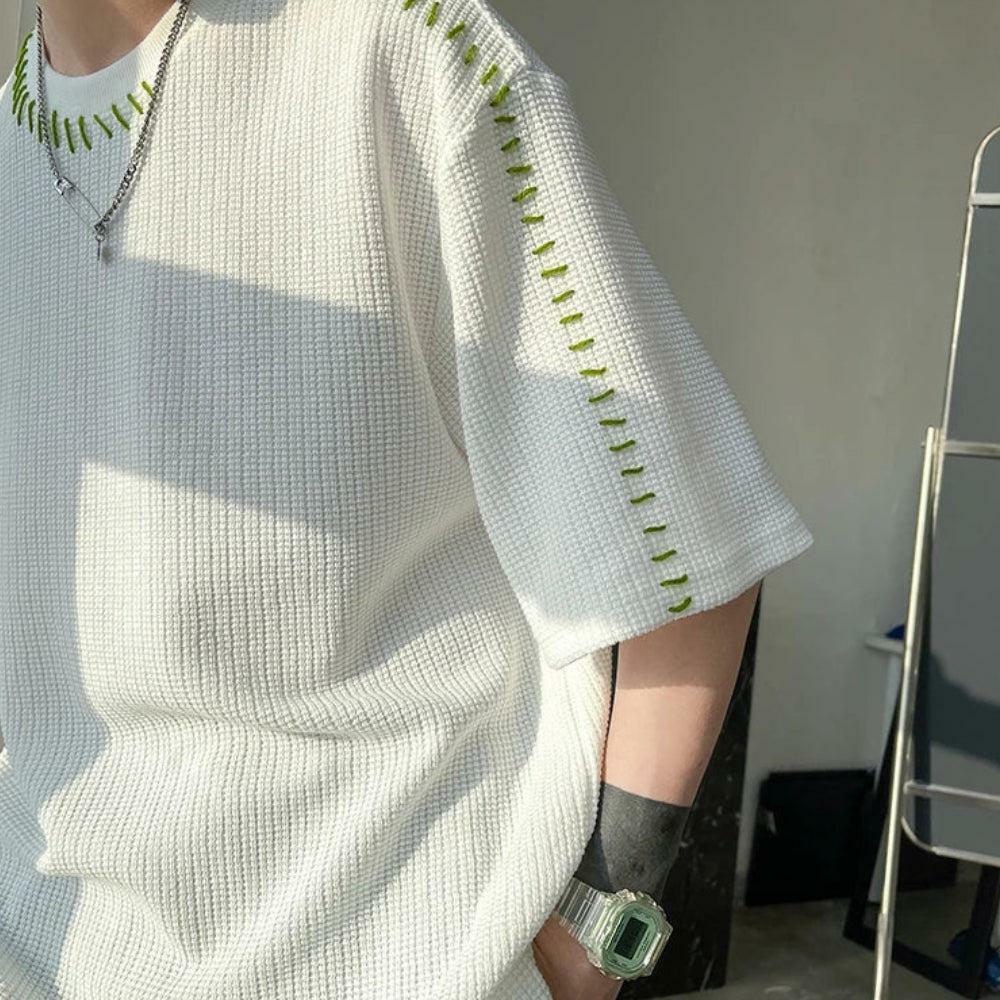 Y2K Aesthetic Soft Boy Contrast Stitch Tee for Trendy Summer Outfits