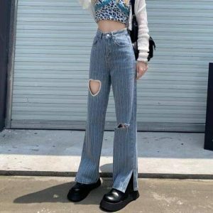 Y2K Aesthetic Soft Girl Heart Cargo Pants for Trendy Summer Outfits