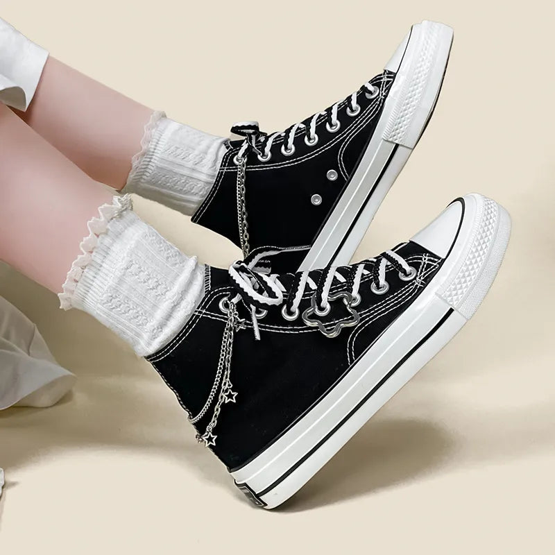 Y2K Aesthetic Stars Canvas Shoes for Trendy Summer Outfits