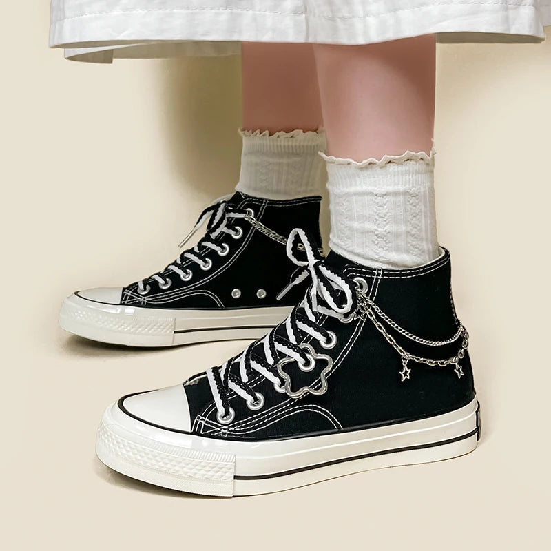 Y2K Aesthetic Stars Canvas Shoes for Trendy Summer Outfits