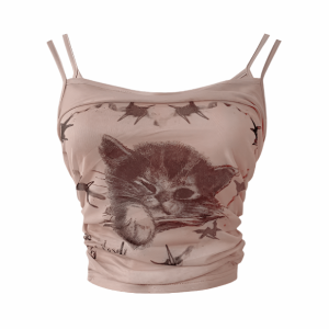 Y2K Aesthetic Sweet Kitty Crop Top for Trendy Summer Outfits