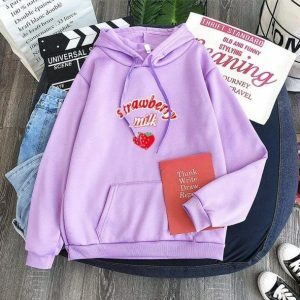 Y2K Aesthetic Sweet Strawberry Milk Hoodie for Trendy Summer Vibes