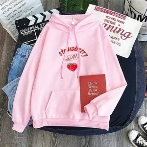 Y2K Aesthetic Sweet Strawberry Milk Hoodie for Trendy Summer Vibes