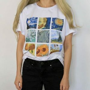 Y2K Aesthetic Van Gogh T-Shirt: Vintage Art Meets 90s Fashion Vibes