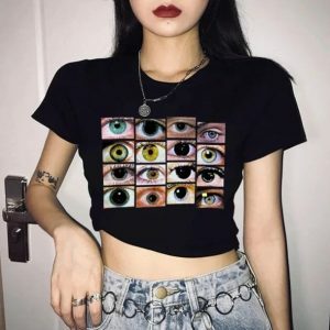 Y2K Aesthetic Weirdcore Crop Top for Trendy Summer Outfits