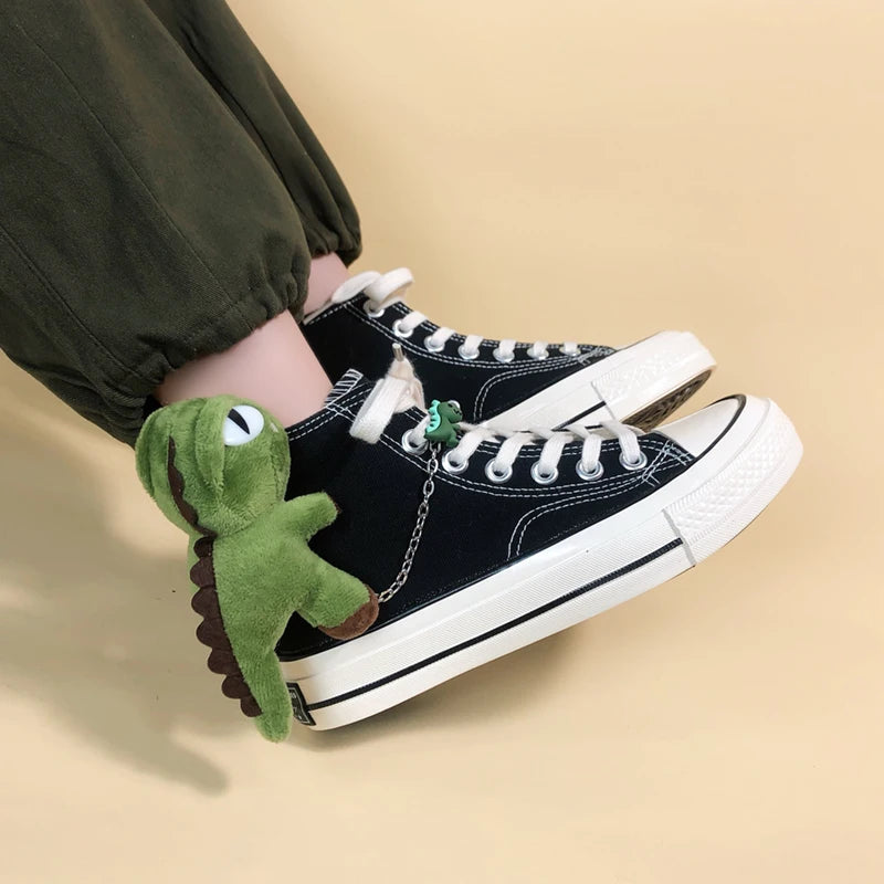 Y2K Aesthetic Weirdcore Dinosaur Canvas Shoes for Unique Summer Style