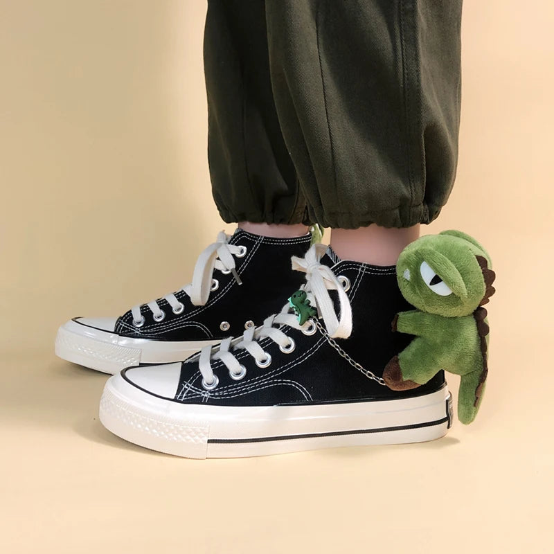 Y2K Aesthetic Weirdcore Dinosaur Canvas Shoes for Unique Summer Style