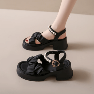 Y2K AesthetiChic Pearl Platform Shoes for Trendy Summer Outfits