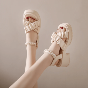 Y2K AesthetiChic Pearl Platform Shoes for Trendy Summer Outfits