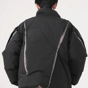 Y2K Asymmetrical Zipper Puffer Jacket for Trendy 2000s Fashion Lovers