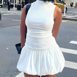 Y2K Backless Bubble Mini Dress for Trendy Summer Outfits