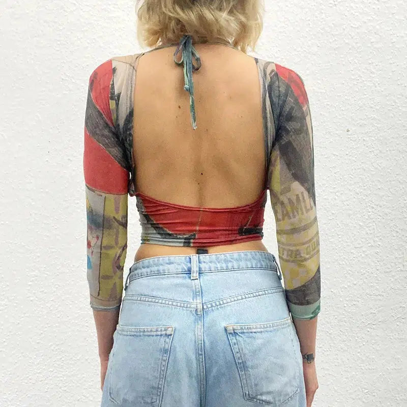 Y2K Backless Crop Top: Trendy Summer Fashion for Effortless Style