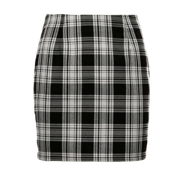 Y2K Black and White Plaid Mini Skirt for Trendy Summer Outfits