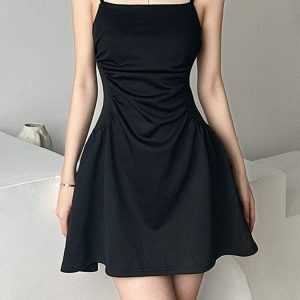 Y2K Black Sleeveless Mini Dress for Effortless Summer Style