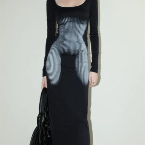 Y2K Body Print Maxi Dress: Trendy Summer Fashion for Effortless Style