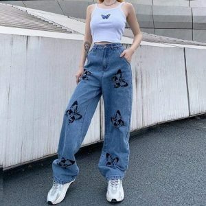 Y2K Butterfly Cargo Pants: Embrace 90s Grunge Aesthetic in Style