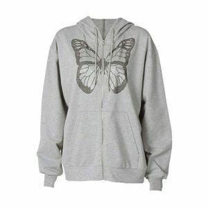 Y2K Butterfly Hoodie: Trendy Grunge Aesthetic for Summer Outfits