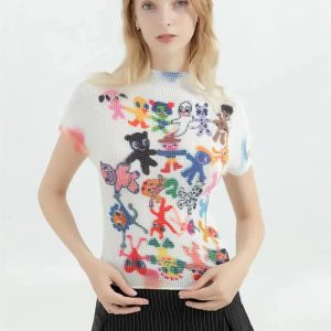 Y2K Cartoon Figures Printed Top for Trendy Summer Outfits