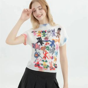 Y2K Cartoon Figures Printed Top for Trendy Summer Outfits