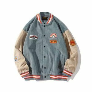 Y2K Corduroy Baseball Jacket: Vintage 90s Grunge Style Outerwear