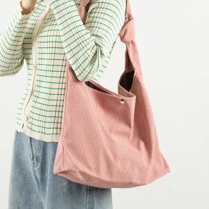 Y2K Corduroy Hobo Shoulder Bag for Trendy 90s Fashion Lovers