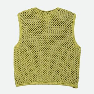 Y2K Crochet Sleeveless Cardigan for Effortless Summer Aesthetic Style