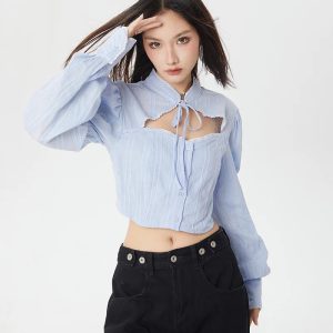 Y2K Cut Out Crop Top: Trendy Summer Fashion for Effortless Style