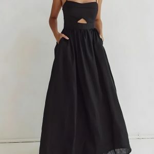 Y2K Cut Out Slit Maxi Dress for Summer: Trendy 2000s Fashion Style