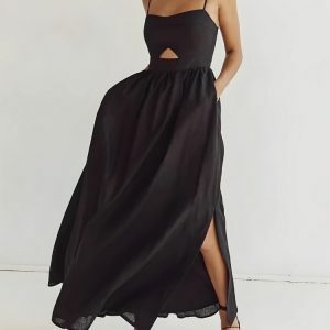 Y2K Cut Out Slit Maxi Dress for Summer: Trendy 2000s Fashion Style