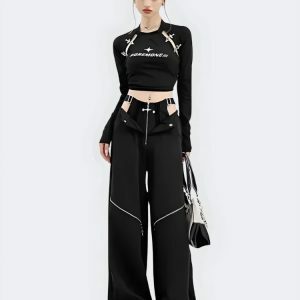 Y2K Cut Out Waist Cargo Pants for Trendy Summer Outfits