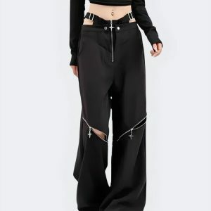 Y2K Cut Out Waist Cargo Pants for Trendy Summer Outfits