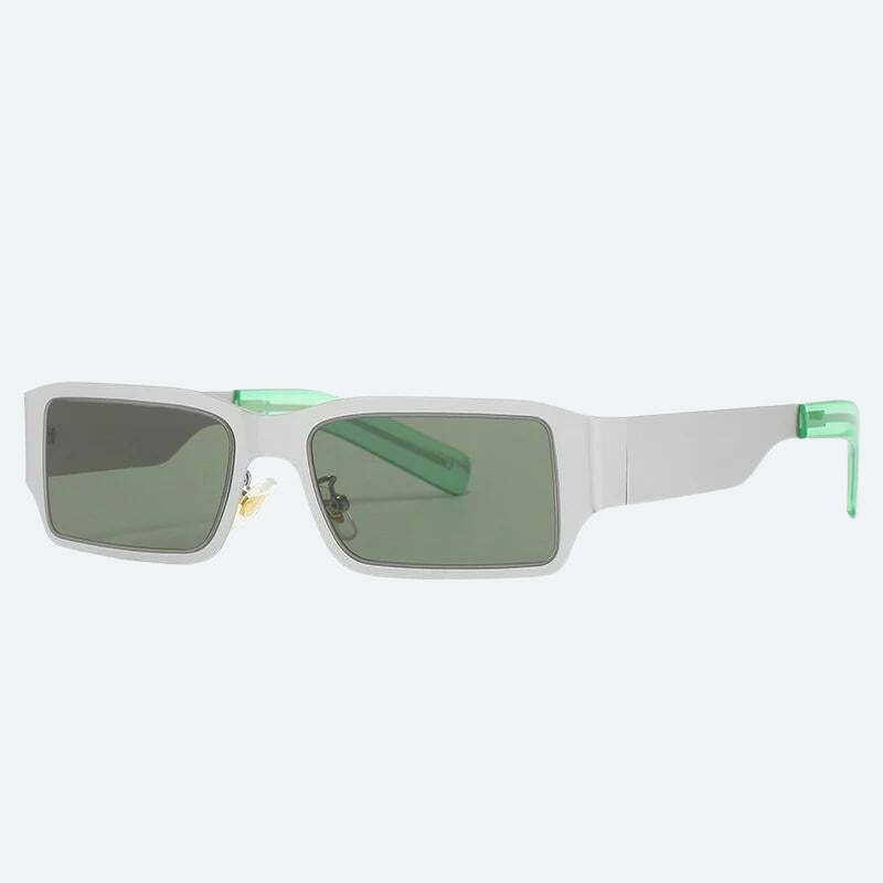 Y2K Cyberpunk Rectangle Metal Sunglasses for Trendy Summer Outfits