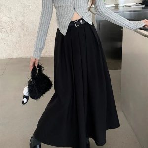 Y2K Dark Academia Midi Skirt: Vintage-Inspired Aesthetic Fashion Piece