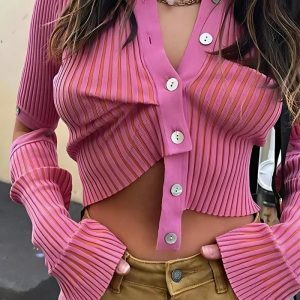 Y2K Detachable Sleeves Crop Cardigan for Trendy Summer Outfits