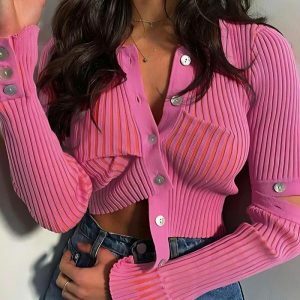 Y2K Detachable Sleeves Crop Cardigan for Trendy Summer Outfits