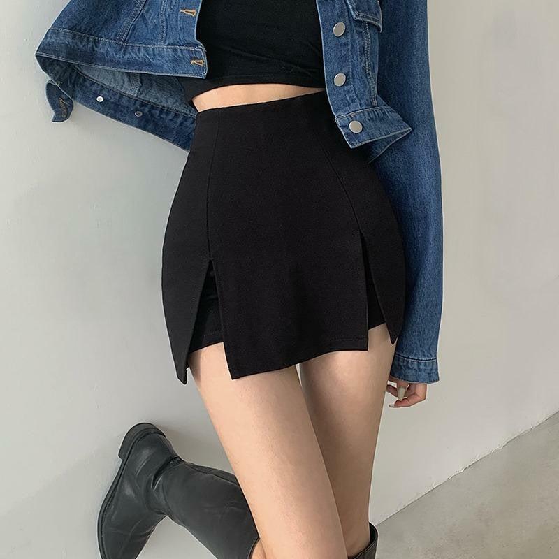 Y2K Double Side Slit Mini Skort for Trendy Summer Outfits