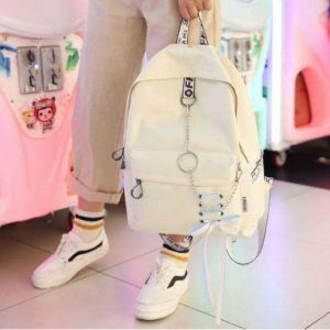 Y2K Fashion Backpack with Chain - Trendy Grunge Aesthetic Accessory