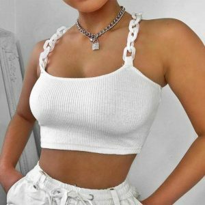 Y2K Fashion Chain Strap Top: Trendy Summer Outfit for Effortless Style