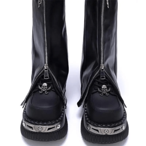 Y2K Fashion Chunky Platform Metal Skull Pumps for Edgy Summer Outfits