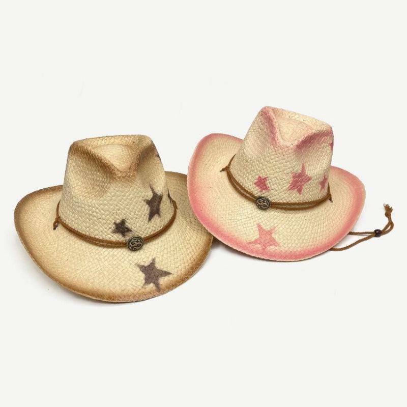 Y2K Fashion Cowgirl Adjustable Woven Straw Hat for Summer Outfits