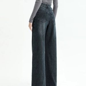 Y2K Fashion Dark Wash Straight Leg Jeans for Effortless 90s Style